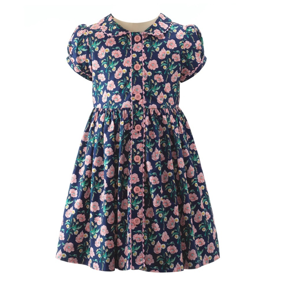 Rachel Riley Poppy Floral Print Collared Dress